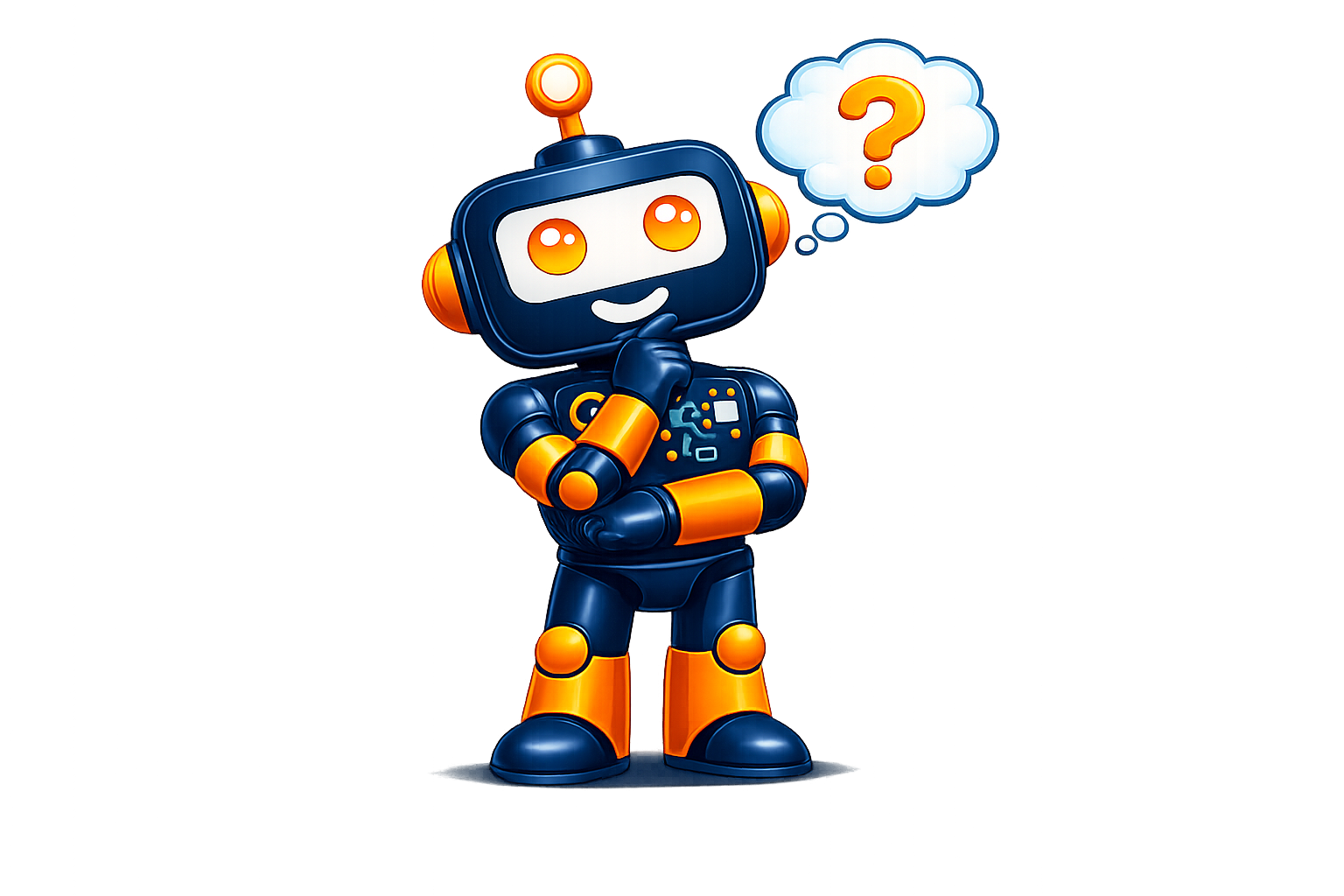 Robrik mascot thinking